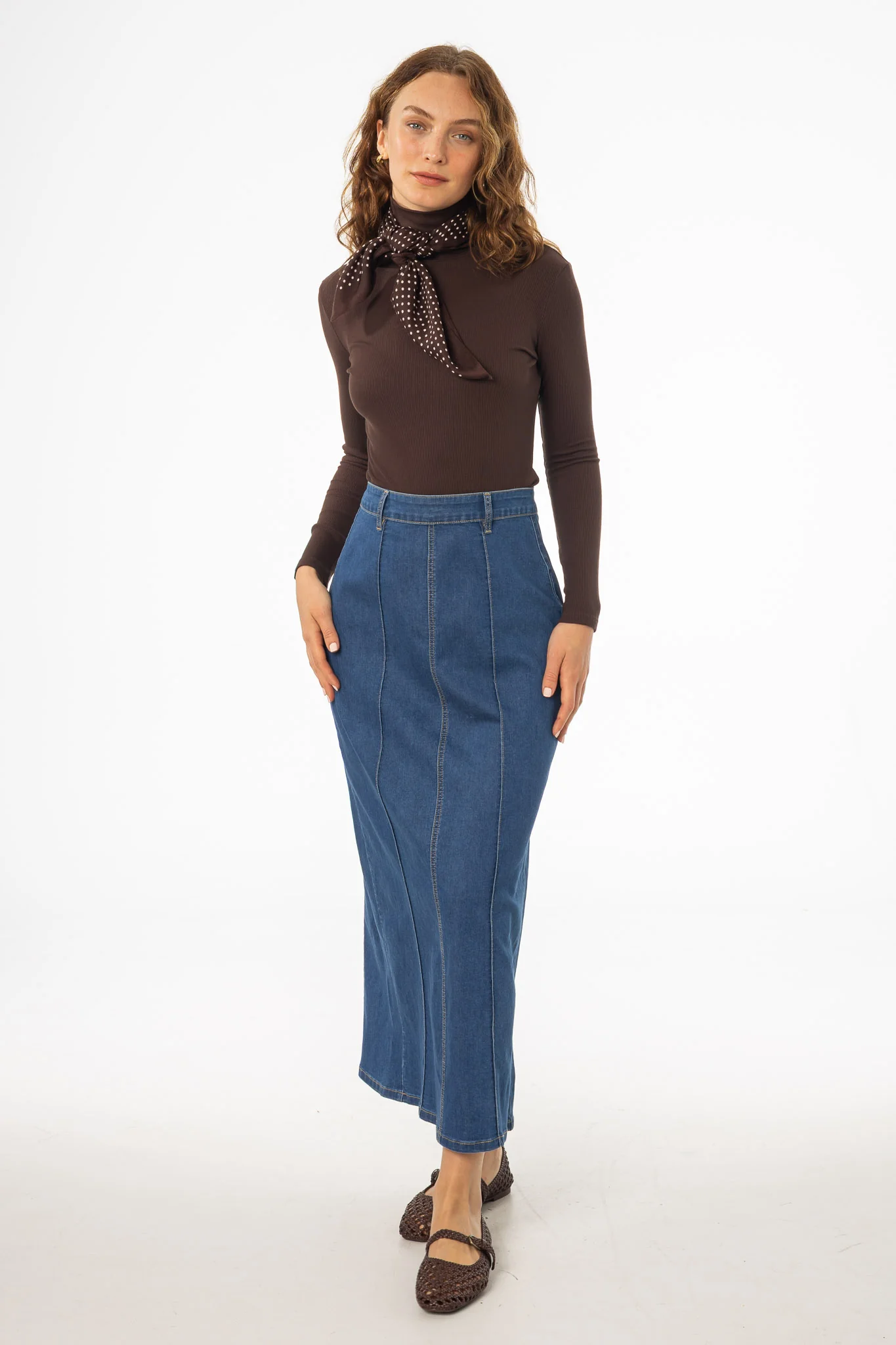 blue denim skirt